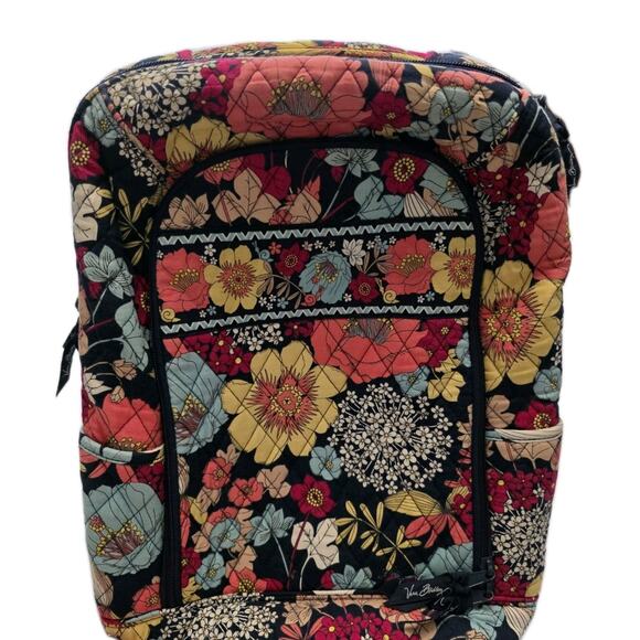 Vera Bradley Happy Snails Navy Floral Large Laptop Tablet Backpack Retired - Picture 2 of 9